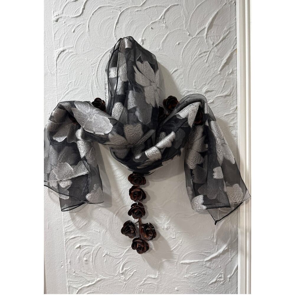 Elegant Mesh Scarf - Black/Gray -‎ Size: 32x68